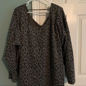 Grey Leopard Open Back Pullover NWT